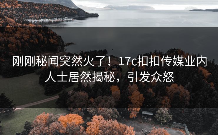 刚刚秘闻突然火了！17c扣扣传媒业内人士居然揭秘，引发众怒