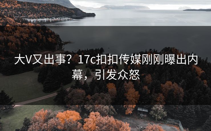 大V又出事？17c扣扣传媒刚刚曝出内幕，引发众怒