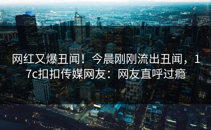 网红又爆丑闻！今晨刚刚流出丑闻，17c扣扣传媒网友：网友直呼过瘾