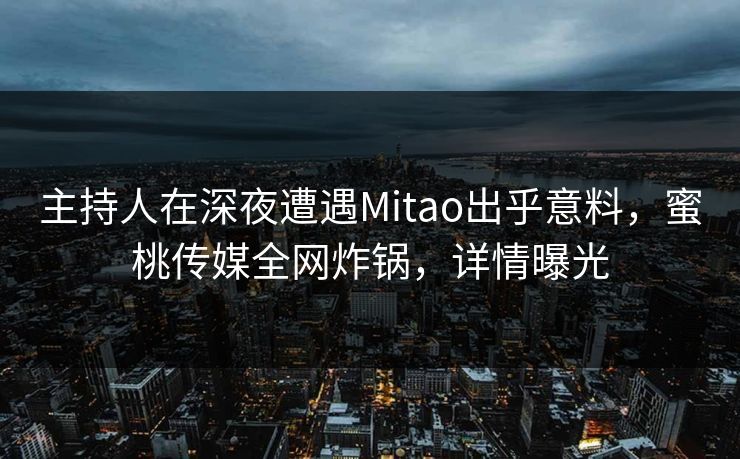 主持人在深夜遭遇Mitao出乎意料，蜜桃传媒全网炸锅，详情曝光