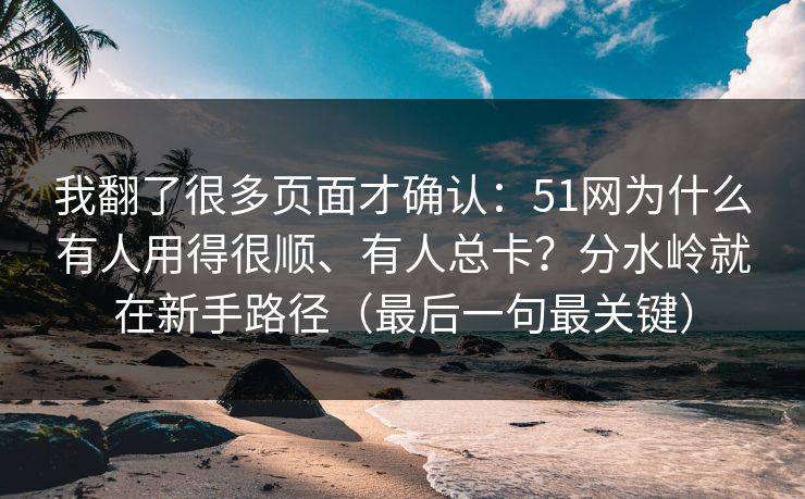 我翻了很多页面才确认:51网为什么有人用得很顺、有人总卡?分水岭就在新手路径(最后一句最关键) 我翻了很多页面才确认:51网为什么有人用得很顺、有人总卡?分水岭就在新手路径(最后一句最关键)